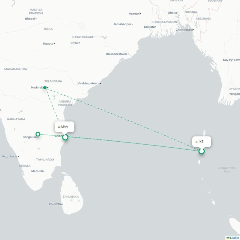 IXZ - MAA route map