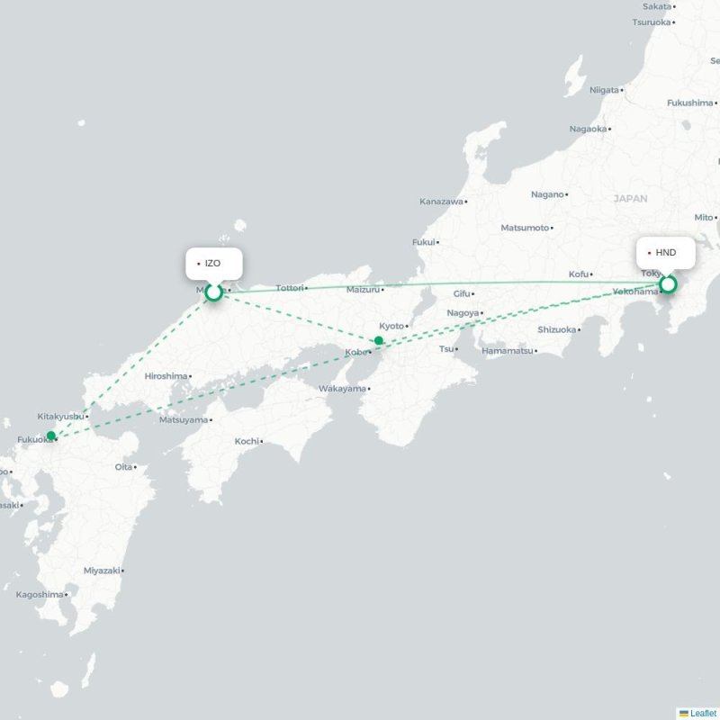 IZO - HND route map