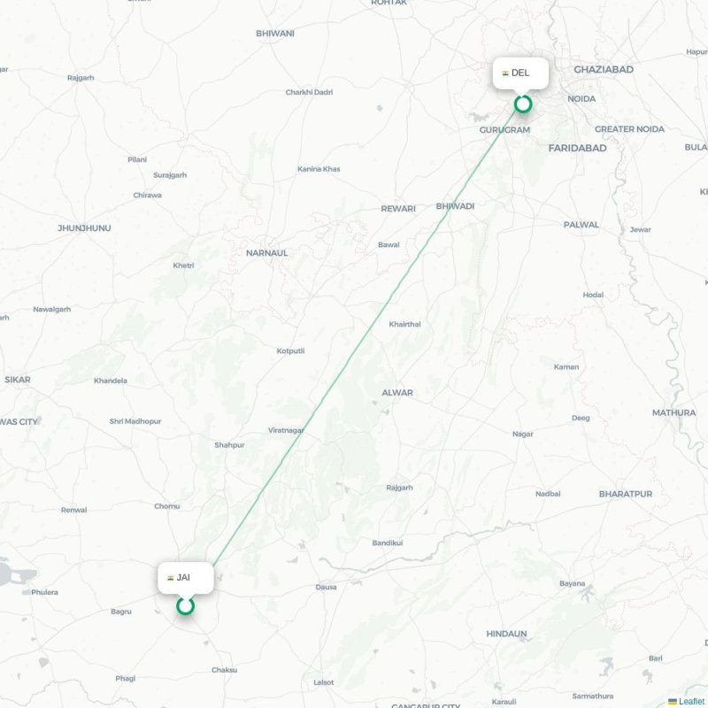JAI - DEL route map