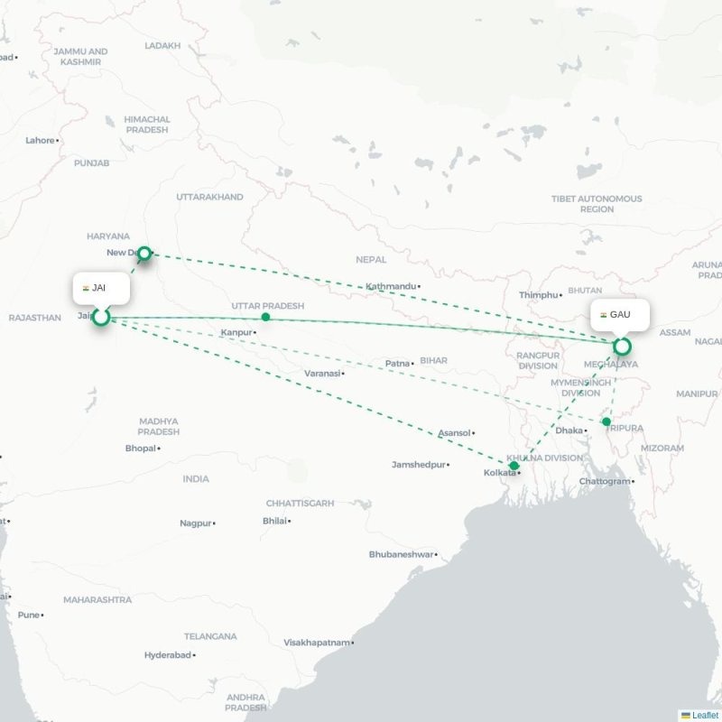 JAI - GAU route map