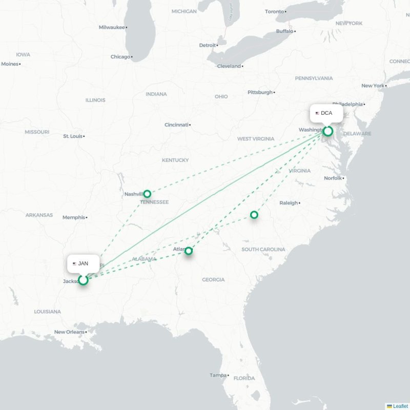 JAN - DCA route map