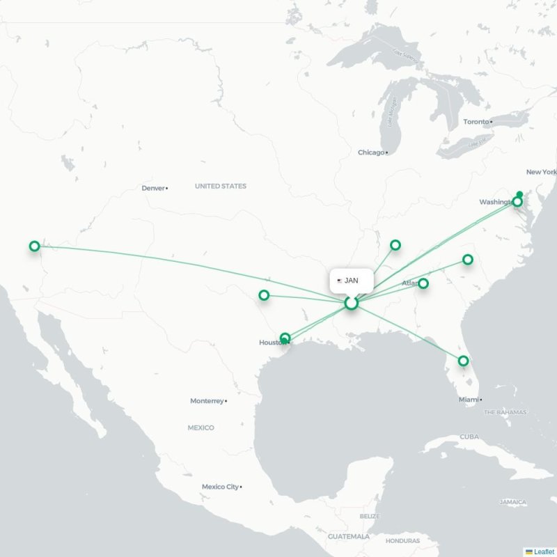 JAN - LAS route map