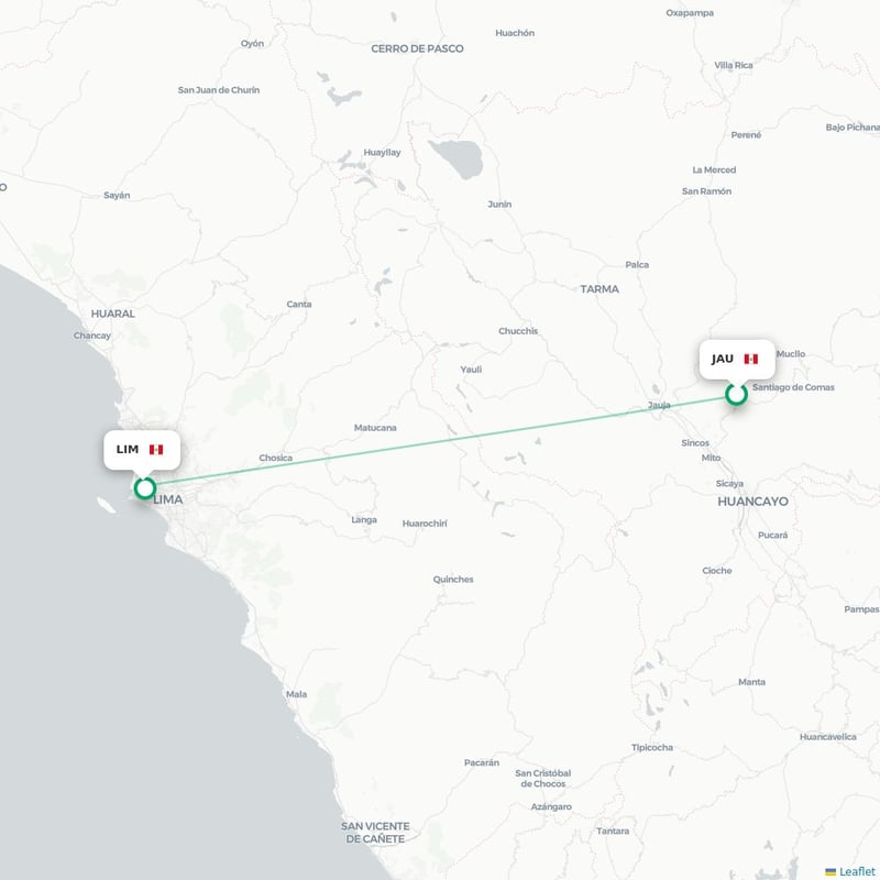 Route map Jauja  JAU airport