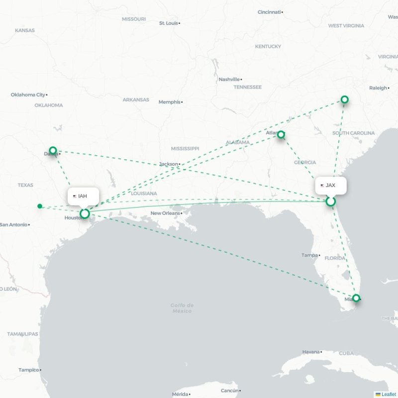 JAX - IAH route map