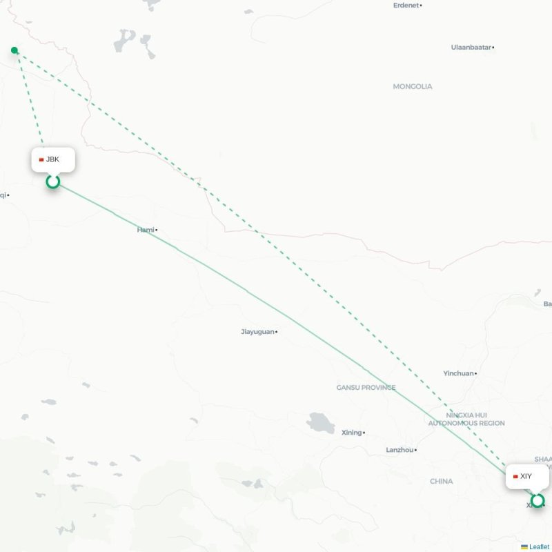 JBK - XIY route map