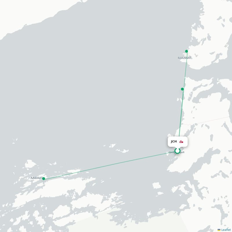 Route map Qasigiannguit  JCH airport