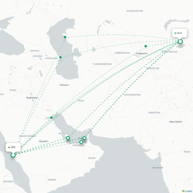 JED - ALA route map