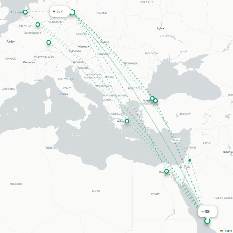 JED - BER route map