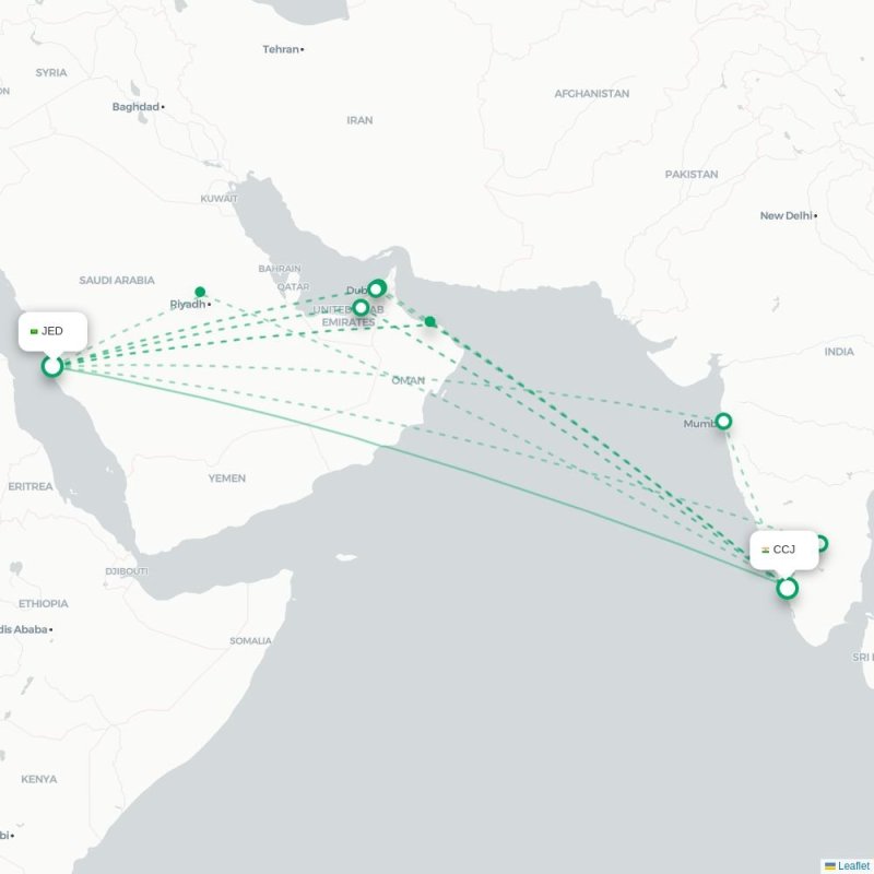 JED - CCJ route map