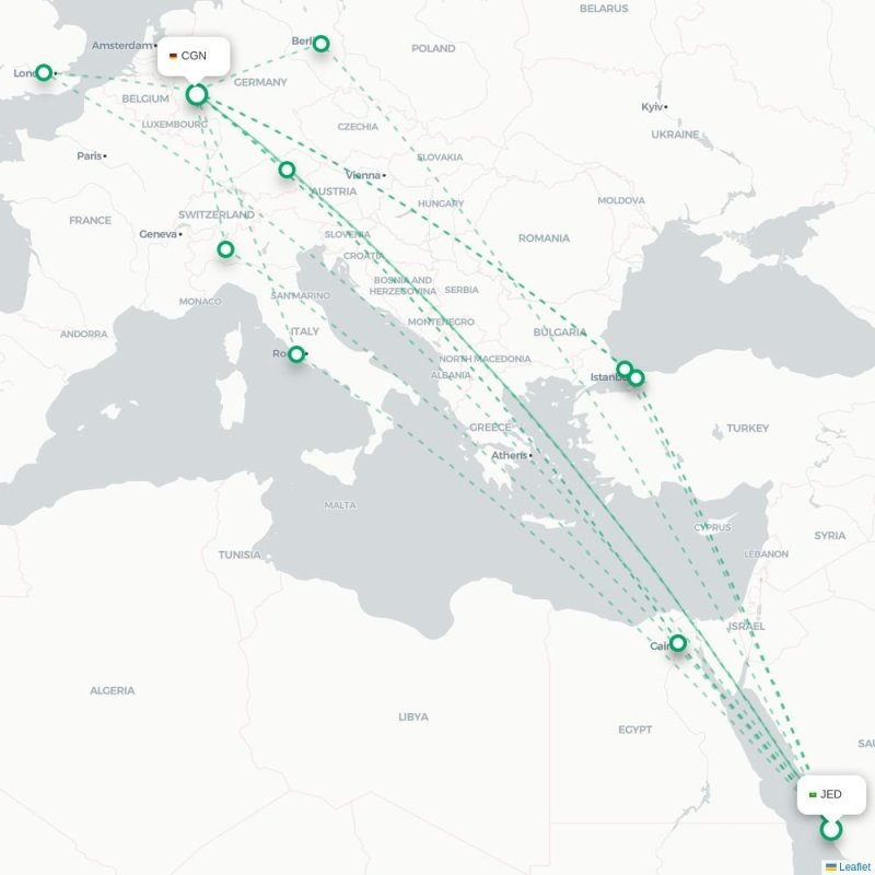 JED - CGN route map