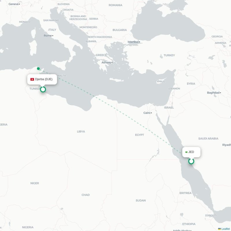 JED - DJE route map