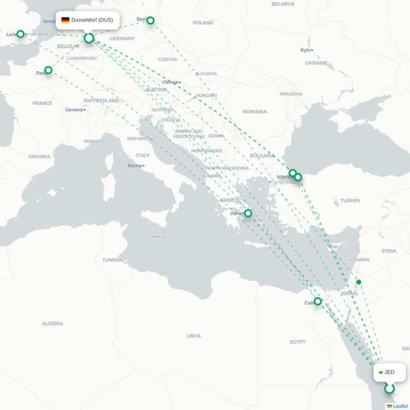 JED - DUS route map
