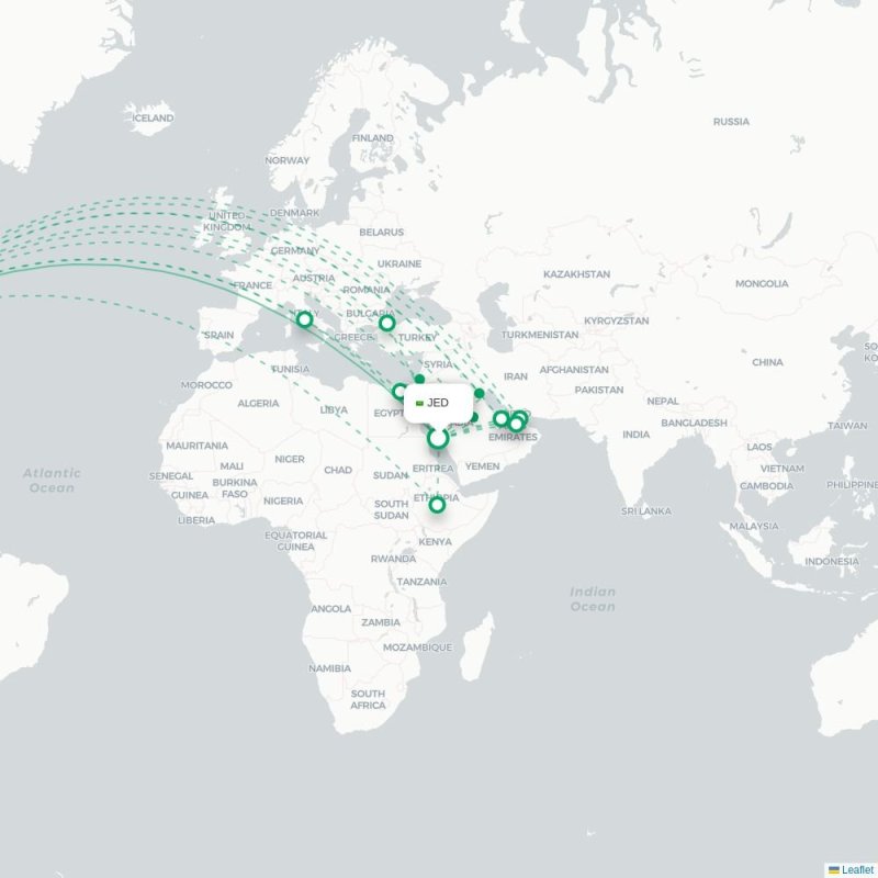 JED - JFK route map