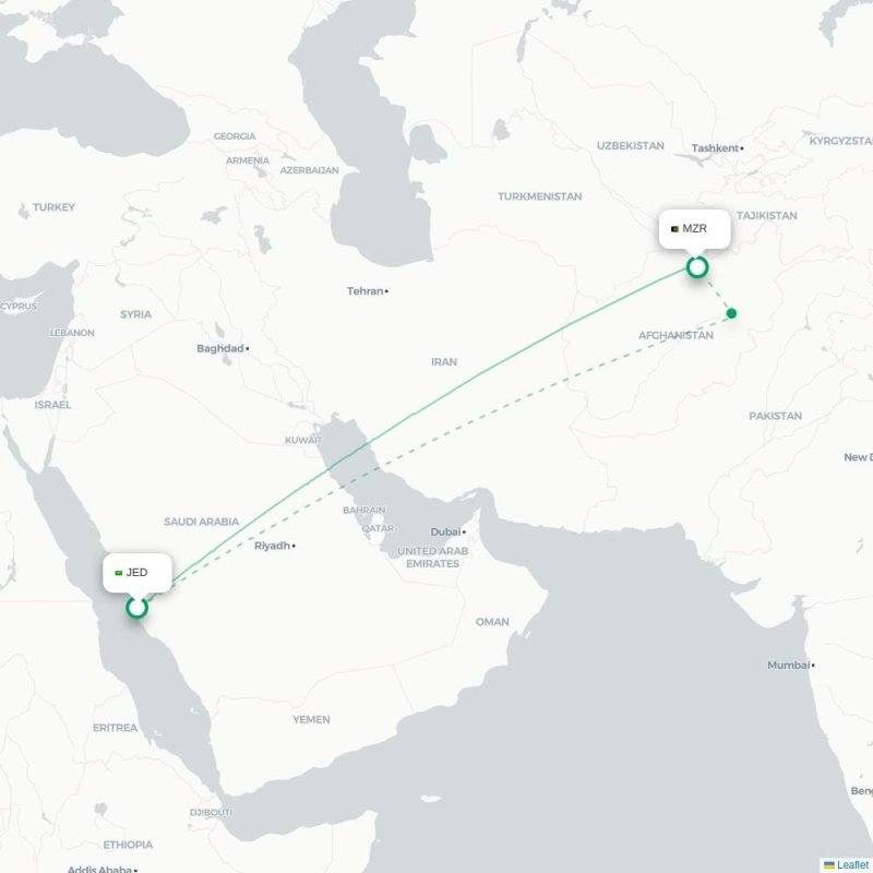 JED - MZR route map