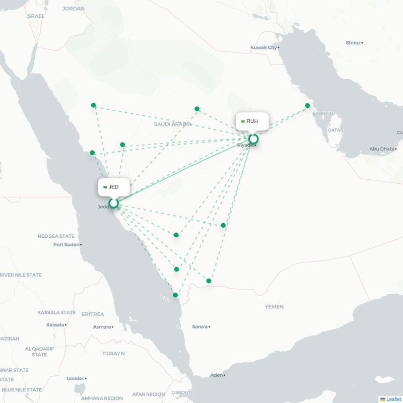 JED - RUH route map
