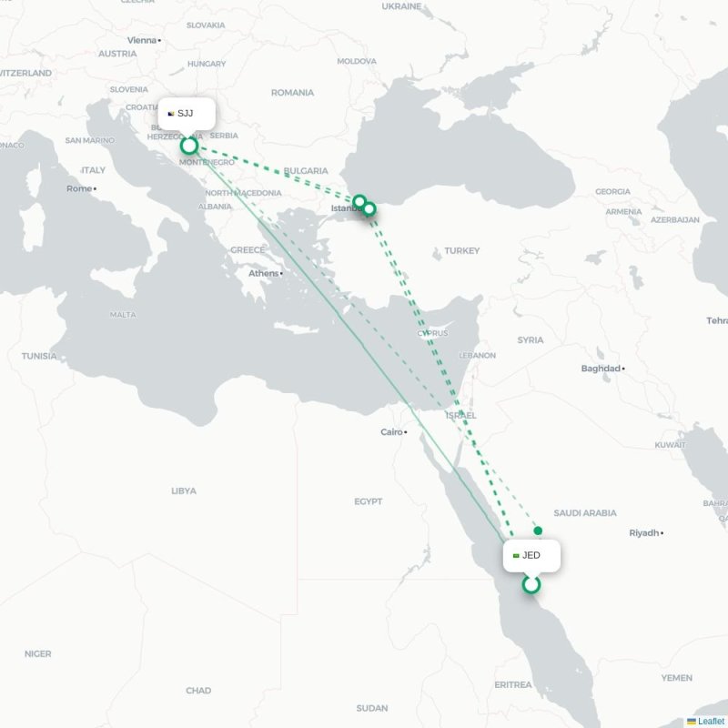 JED - SJJ route map
