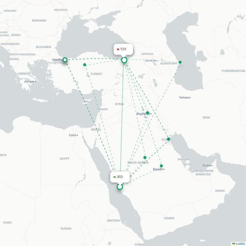 JED - TZX route map