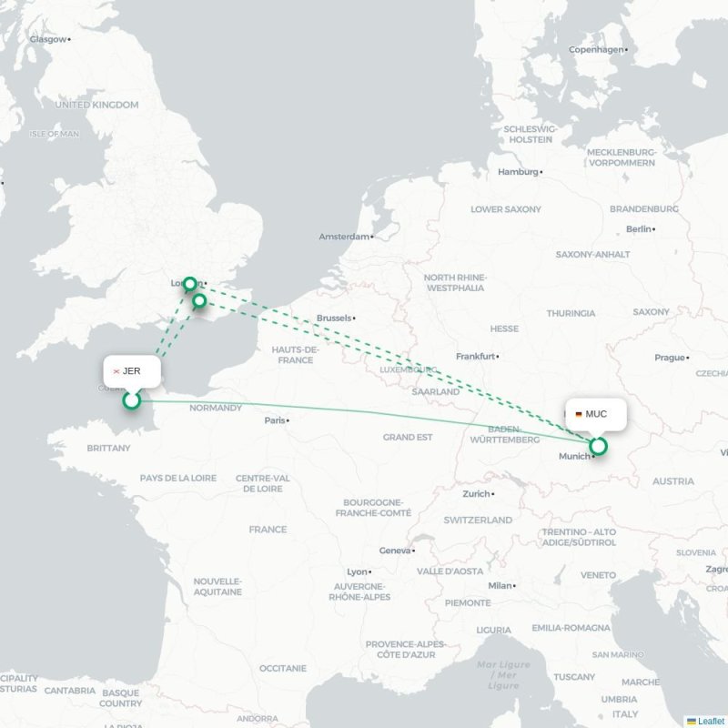 JER - MUC route map