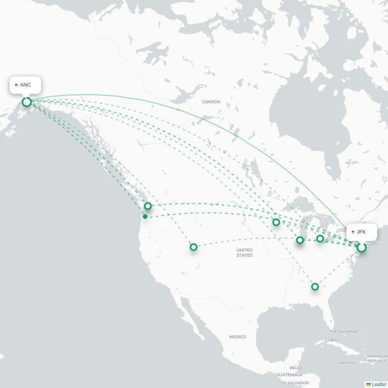 JFK - ANC route map