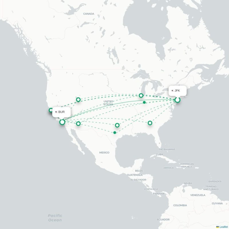 JFK - BUR route map