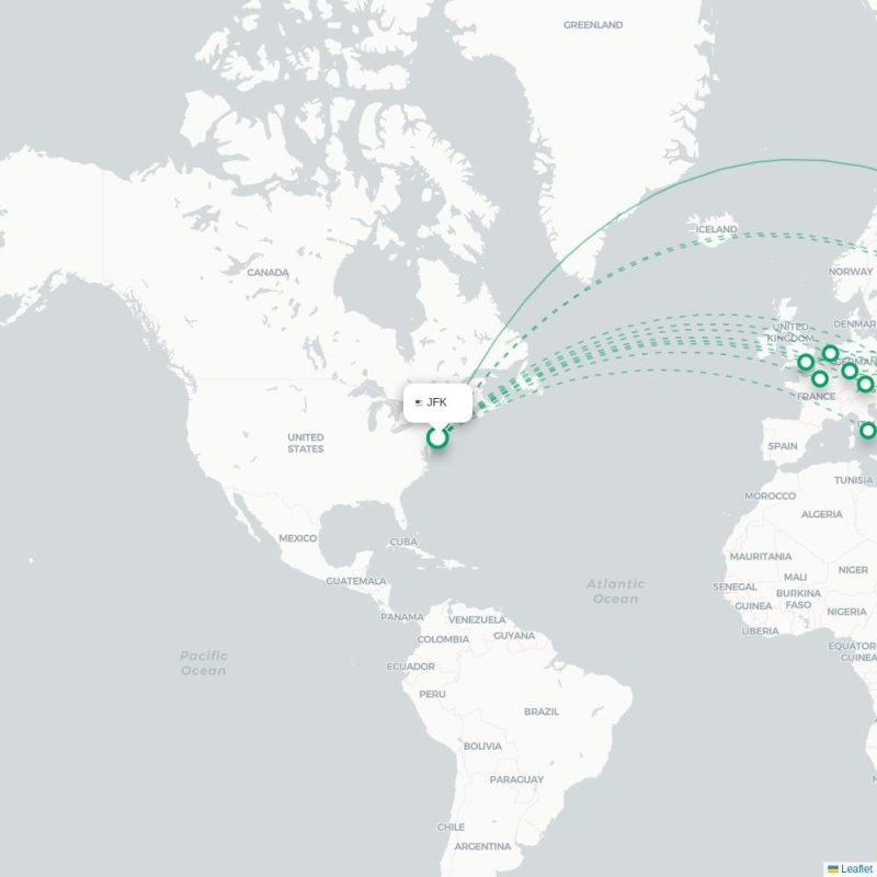 JFK - DEL route map