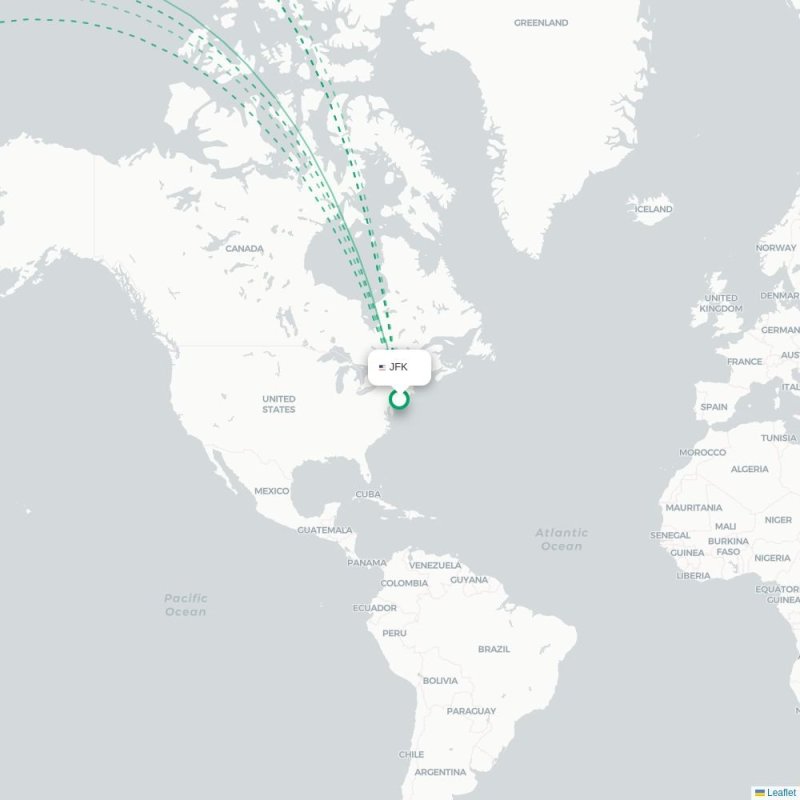 JFK - FOC route map