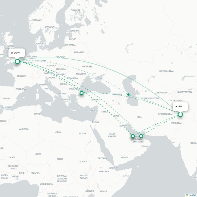 JFK - LGW route map