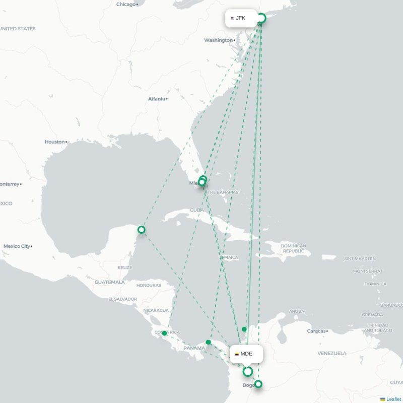 JFK - MDE route map
