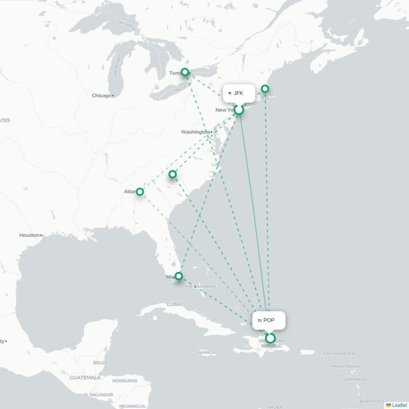 JFK - POP route map