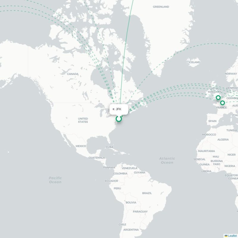 JFK - SIN route map