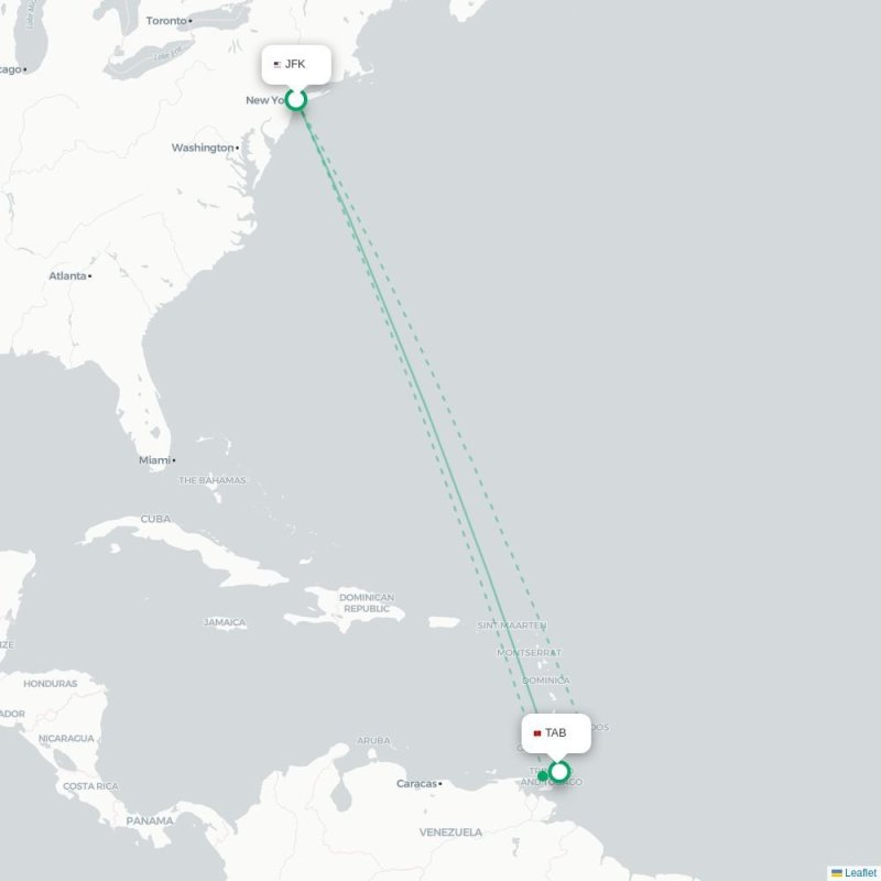 JFK - TAB route map