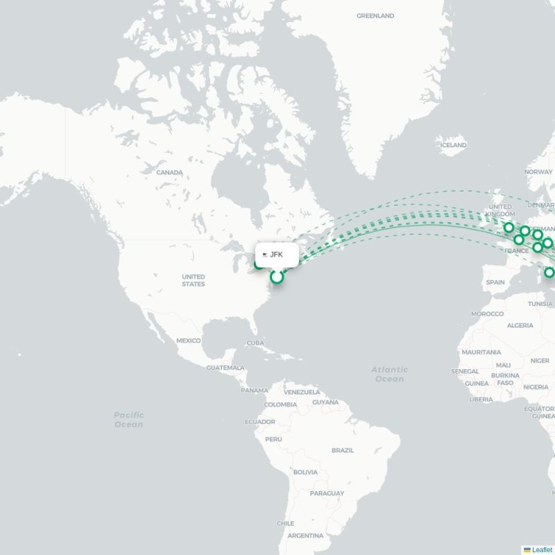 JFK - TLV route map