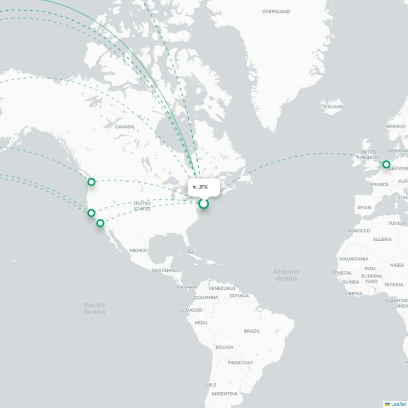JFK - TPE route map