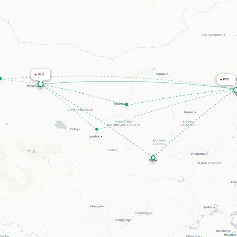 JGN - PKX route map
