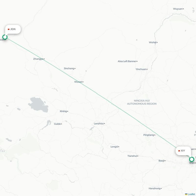 JGN - XIY route map