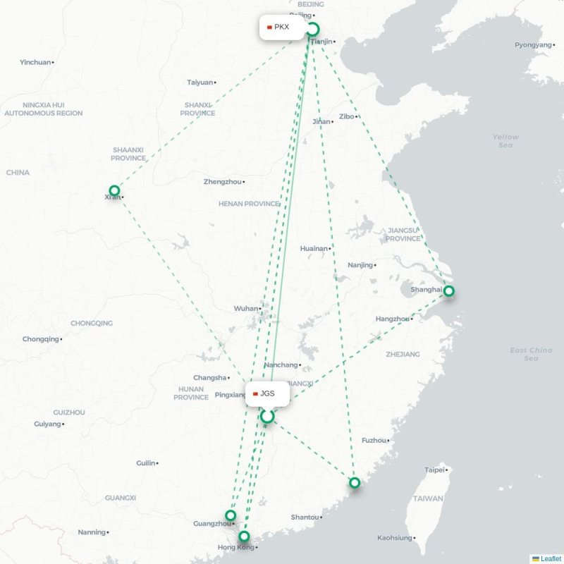 JGS - PKX route map