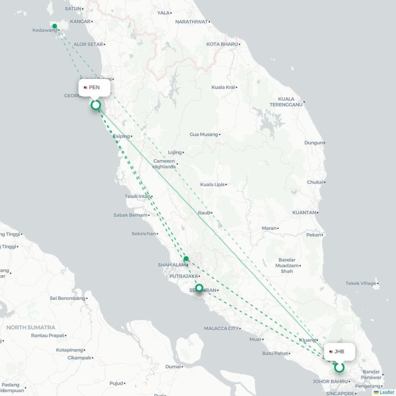 JHB - PEN route map