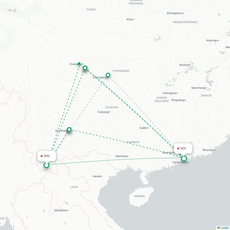 JHG - SZX route map