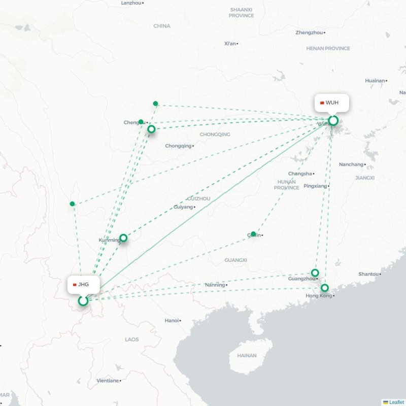 JHG - WUH route map