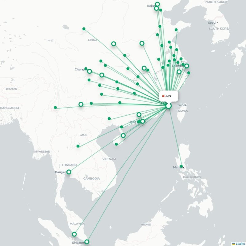 JJN - PKX route map