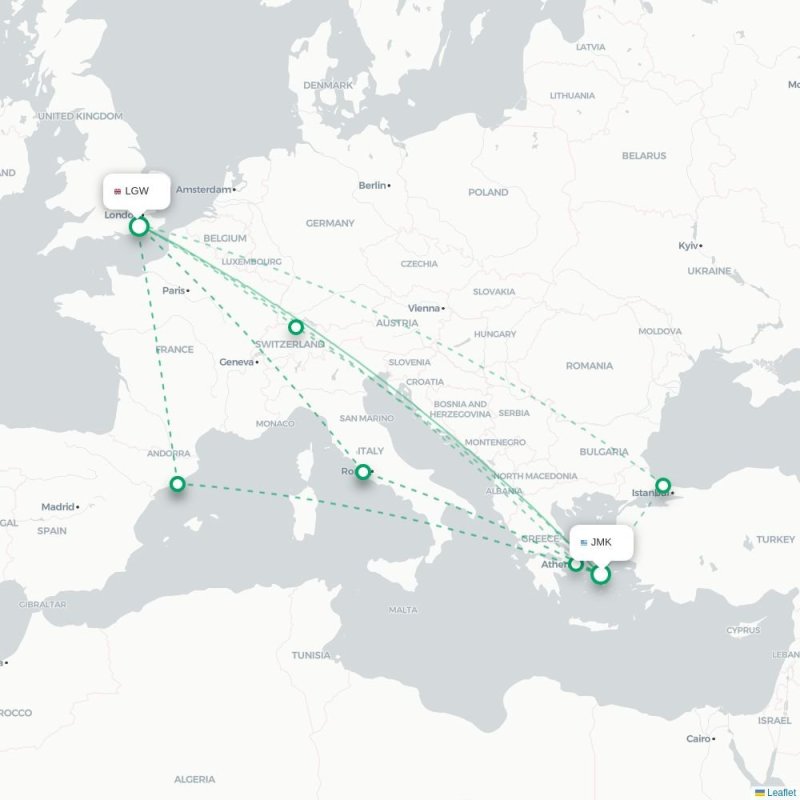 JMK - LGW route map