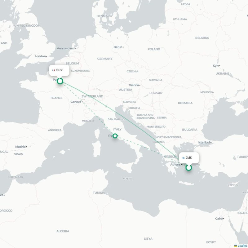 JMK - ORY route map
