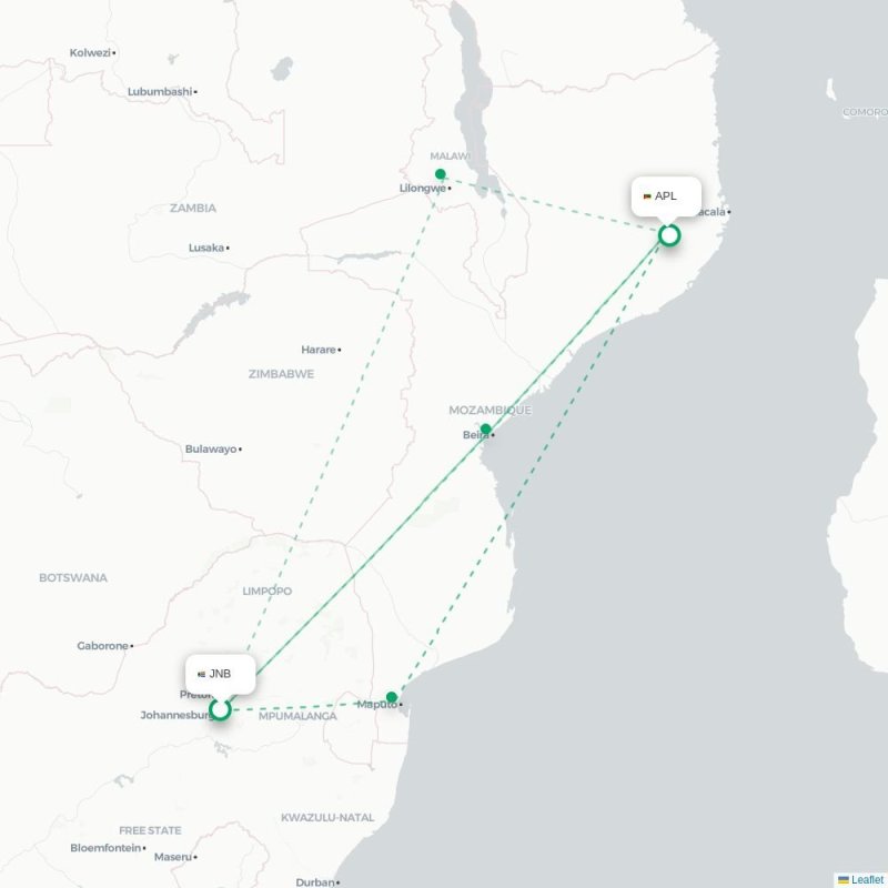 JNB - APL route map