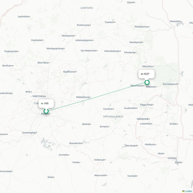 JNB - MQP route map