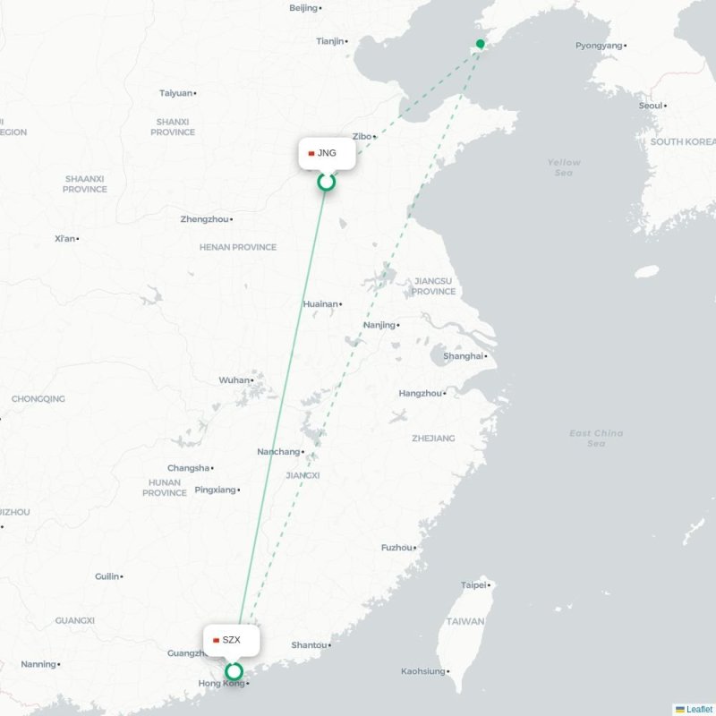 JNG - SZX route map
