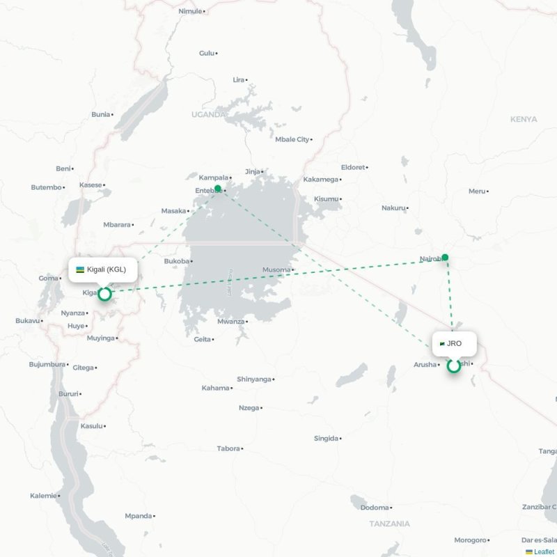 JRO - KGL route map