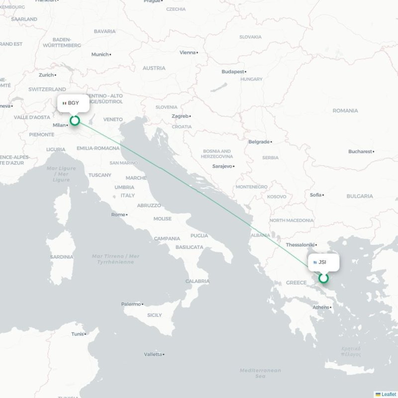 JSI - BGY route map