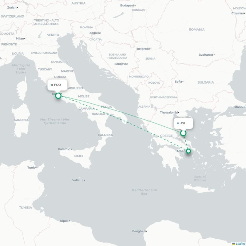 JSI - FCO route map