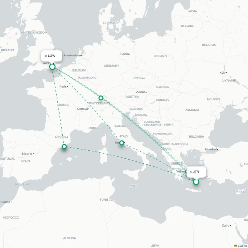JTR - LGW route map