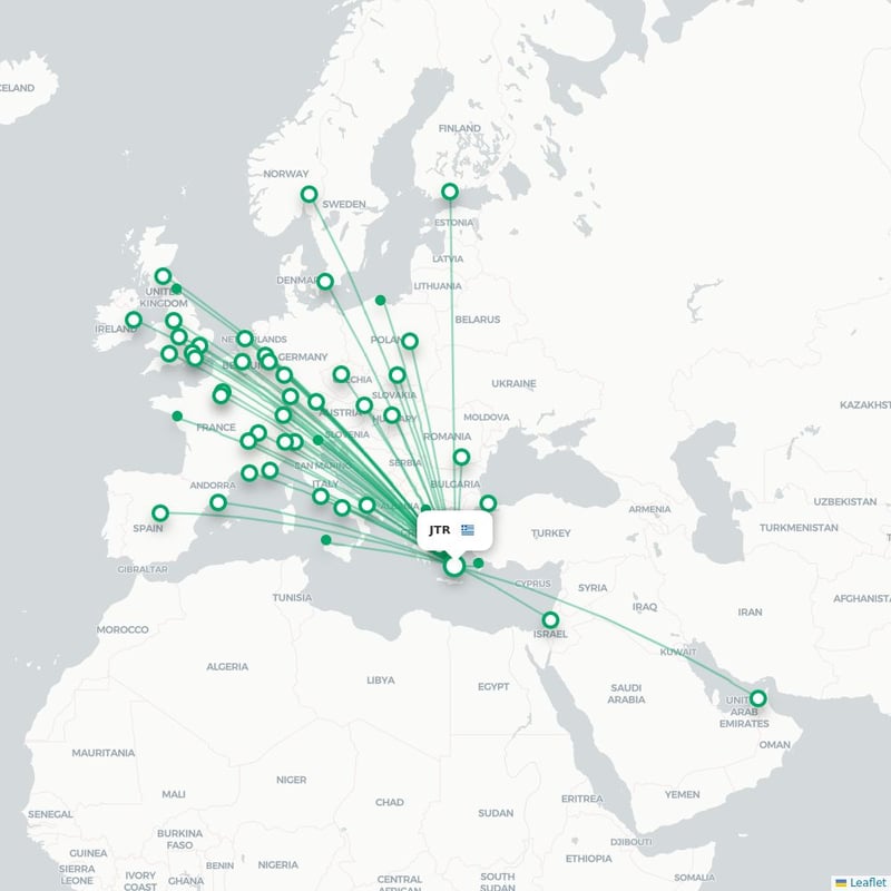 Route map Thira  JTR airport